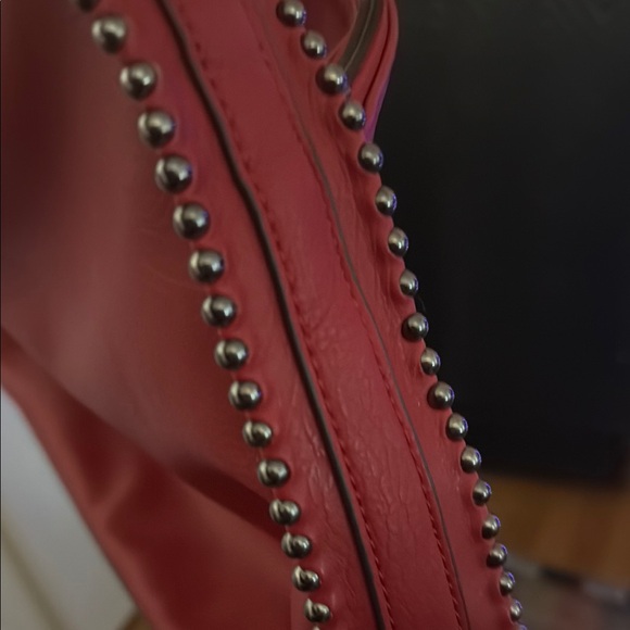 Red Studded Shoulder Bag - Picture 9 of 12